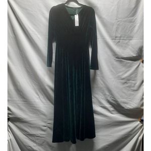 NWT Urban Coco Green Velour Long sleeve empire waist Maxi Christmas Gown Dress 8